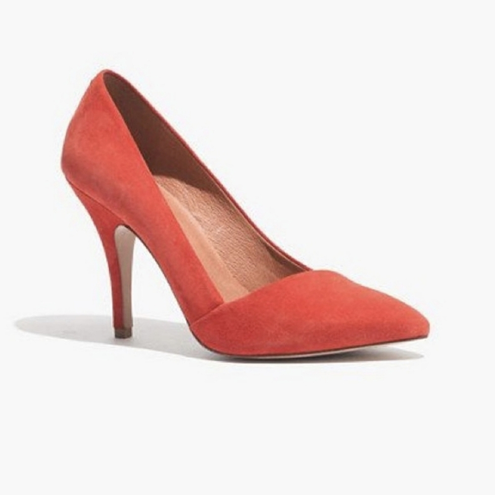 Madewell Mira Suede Red Pumps Heels - Bias Cut Matte 6.5